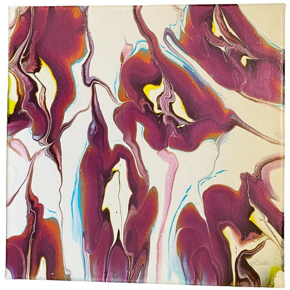 Set of two acrylic shimmer abstract canvas set paint pouring - Picture 4 of 8